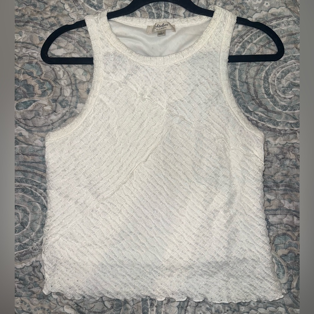 Chic White Textured Tank Top
